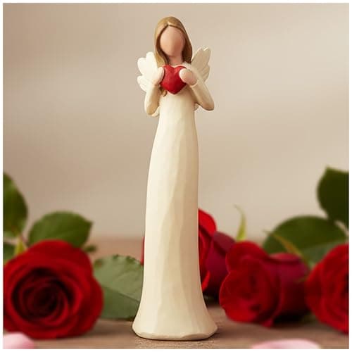 PlentifulHome Heart-Holding Angel Figurine – Resin Memorial & Valentine’s Day Angel Statue, Romantic Love Decor Women Gift, 7.48” Guardian Angel Sculpture - Image 1