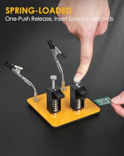 EOOKU Helping Hands Soldering Station, 2 Way Magnetic PCB Holder Clamps, One-Push Spring Loaded Third Hand Tool with 2 Adjustable Clips for Electronics, PCB Repair and DIY, Craft - Thumbnail 6