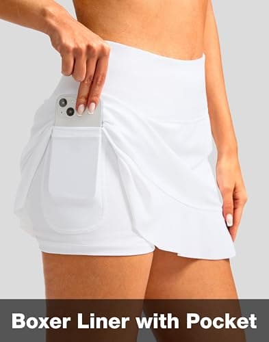 Soothfeel Women's Swim Skirt with Pocket High Waisted Ruffle Tummy Control Tankini Swimsuit Bathing Suit Bottoms (White,XL) - Thumbnail 4