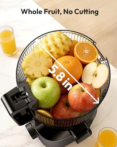 Cold Press Juicer Machines, EUHOMY 5.8" Wide Feed Chute, Slow Masticating Juicer for Whole Vegetables and Fruits, 99.6% High Juice Yield, Easy to clean, Juicer Machines with BPA Free - Thumbnail 2