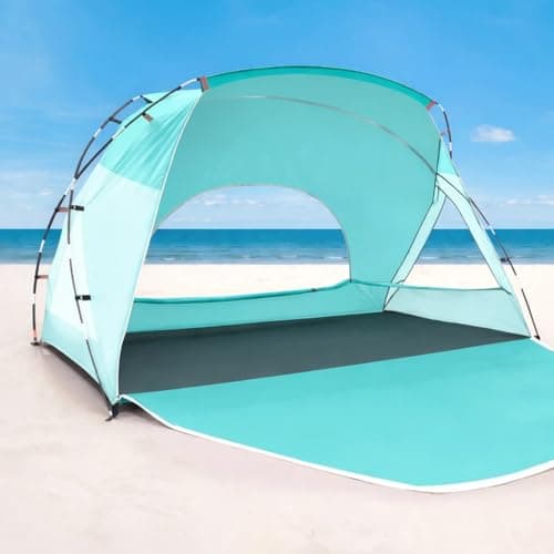 Beach Tent, Portable Sun Shelter for 2/3/4/6-8 Person with UPF 50+ UV Protection, Easy Setup Waterproof Beach Shade Canopy Cabana for Family Outdoor and Picnics, Fishing with Carrying Bag