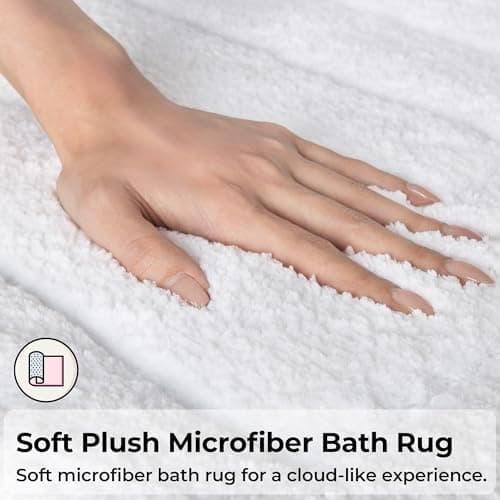 GRANNY SAYS Bathroom Rugs Sets 2 Piece,Soft Bath Mats for Bathroom, Bath Rugs Non Slip Washable, Absorbent Bath Rug for Tub,Shower and Toilet, Bath Mat Set (White, 20" x 32" + 16" x 24") - Thumbnail 3