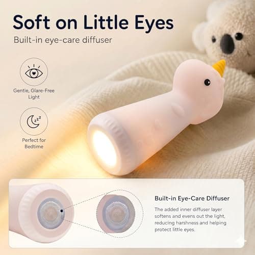 ShaArkMango Flashlight with Night Light for Kids Rechargeable LED Dimmable Night Light Toddler Bed Room Playing in Dark Handheld Emergency Flashlight for Camping Essential Hallway Walking Nighttime - Thumbnail 5