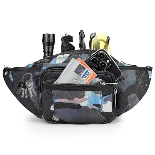 NOOLA Fanny Pack Waist Bag for Men Women, Lightweight Waist Pack with Water Bottle Holder, Adjustable Belt Bag with Multi-Pockets for Hiking, Dog Walking, Outdoor, Cycling, Running, Travel, Floral - Thumbnail 6
