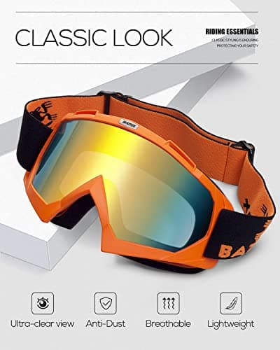 BATFOX Dirt Bike ATV Goggles Motorcycle Gear Riding Motocross Dirtbike 4-Wheeler MX DH Accessories Goggles Glasses for Men Women Youth UV400 Protection Dust-proof Anti-Slip Strap - Thumbnail 2
