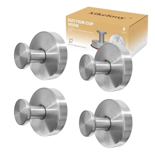 Xikelooy 4 Pcs Suction Cup Hooks，No-Drill Suction Cup Hooks， Removable Hook，Towel Hook，Suction Hook for Shower,Bathroom, Bedroom, Glass Window - Image 1