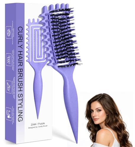 Quenxe Curl Defining Brush, Curly Hair Brush with Vented Design for Detangling and Shaping, Wet & Dry Use, Reduces Pulling for Women and Men (Purple) - Image 1