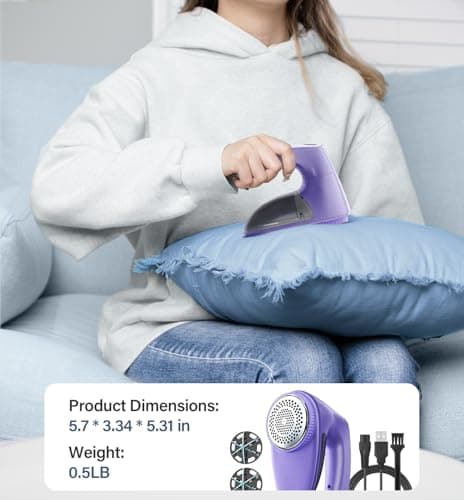 Bymore Fabric Shaver, Lint Shaver for Clothing Furniture Shaver, Sweater Defuzzer Pill Remover Shaver, Lint Remover for Clothing Fuzz-Dark Purple - Thumbnail 6