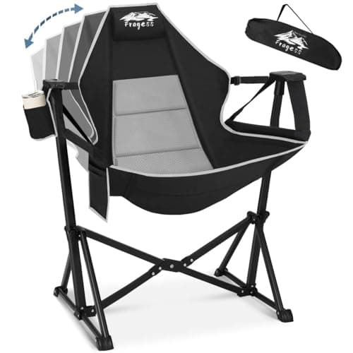 Fragess Portable Hammock Camping Chair with Adjustable Back, Folding Hammock Chair Supports 330lbs, Camping Swing Chair for Adults, Camping Hammock Chair for Lawn, Concerts, Backyard, Stargazer-Black