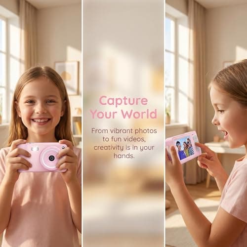 Digital Camera,Pink Digital Camera for Kids Teens 3-18, 50MP FHD 1080P Compact Camera with GB Card, 16X Zoom Anti-Shake,Webcam for PC,Christmas Birthday Gifts for Girl Boys 3-12, 13-18 Years Old - Thumbnail 6