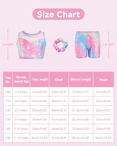 JiAmy Two Piece Gymnastics Leotards for Girls, Sleeveless Sparkly Dance Biketards with Shorts Ballet Tumbling Outfit Star Colored 5-6 Years - Thumbnail 5