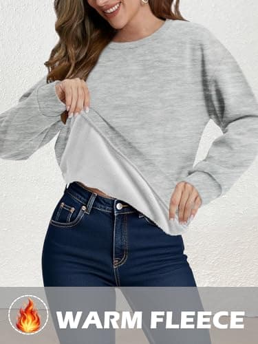 STOLKISS Cute Sweatshirt for Women Grey Fleece Lined Sweatshirts Crew Neck Casual Long Sleeve Fall Pullover Thicken Tops 2026 - Thumbnail 4