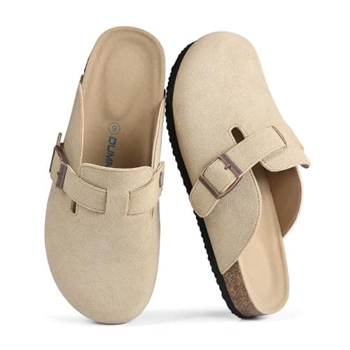 Khaki Clogs for Women Men Suede Clogs Adjustable Buckle Mules Classic Antislip Home Slippers Cork Footbed Clog Unisex - Image 1