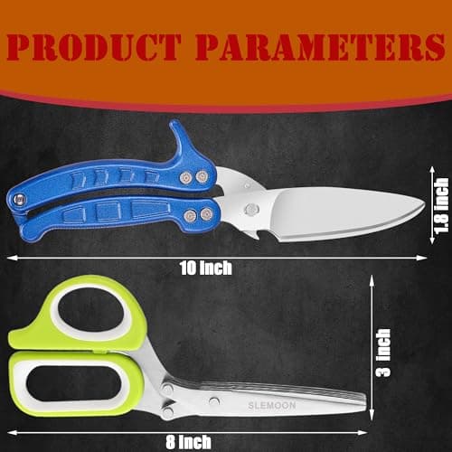 SLEMOON Heavy Duty Poultry Shears Kitchen for Chicken Meat,Multipurpose Kitchen Shears for Food,Herb Scissors with 5 Blades and Cleaning Comb, Cool Kitchen Gadgets Tools 2024 Green,2pcs set,blue - Thumbnail 3
