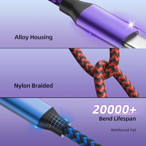 Firsting 4 in 2 USB C Multi Charging Cable, Travel Phone Charging Cords [2 Pack, 5FT] for Multiple Devices with 2 Type-C, IP and Micro USB Cable, Charger Cord Type C for iPhone 17-8, Android, Pad - Thumbnail 6