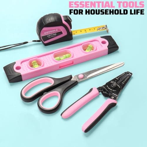 GOTOOLZ 269-Piece Home Tool Set, General Household Repairing Tool Kit with Storage Bag, Basic Hand Tool Kit Set for Home Maintenance, DIY and Crafts(Pink) - Thumbnail 4