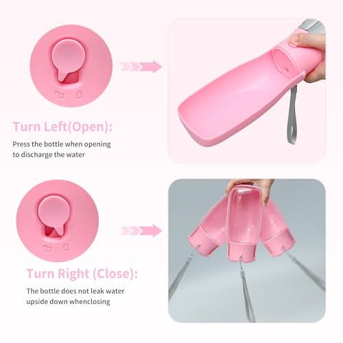 Dog Water Bottle, Leak Proof Portable Puppy Water Dispenser, Travel Puppy Water Bowl, Foldable Transparent Dog Water Bottle for Pets Outdoor Walking, Hiking, Travel, Food Grade Plastic - 19oz Pink - Thumbnail 5
