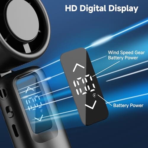 Guirngou Portable Handheld Turbo Fan, 1-100 Gear Wind, Battery Operated, Up to 23 Working Hours, 3 IN 1 Personal Fan with Air Turbo Tech, Cooling Essentials for Indoor/Outdoor - Thumbnail 5