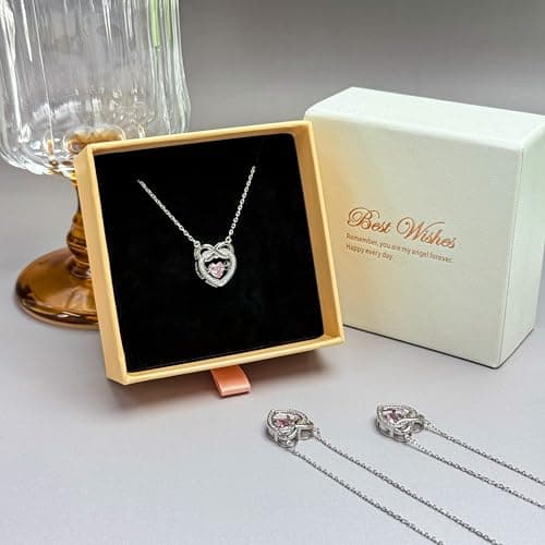 CERGISE Pink Heart Necklace Infinity Chain Jewelry for Women - Thumbnail 5