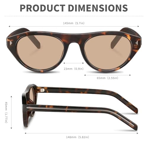 YMRFW Retro Oval Sunglasses for Women Men Trendy Small Cateye Narrow Round Shades UV Protection - Thumbnail 4