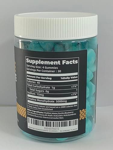 Nutravita NSF Certified Creatine Gummy - Creatine Monohydrate Gummies for Men & Women-5g of Creatine Monohydrate per Serving - Sugar Free,Vegan, Blueberry Flavor, 120 Count - Thumbnail 2