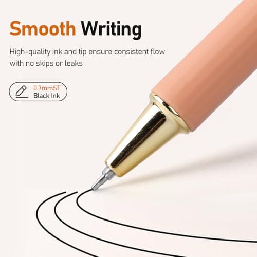 Niodel Gel Pens,6 Pcs Quick Drying Black Ink Medium Point 0.7mm Pens,Smooth Writing Pens with Silicone Sheath,Silent Click Pen Set for Journaling Note Taking (style_2) - Thumbnail 6