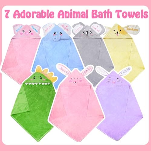 Individz Custom Hooded Bath Towel with Name, Personalized Highly Absorbent Bunny Towels, Baby Bath Towels for Girls Boys, Brithday for Baby, Toddler, Newborn (Piglet-Pink) - Thumbnail 4