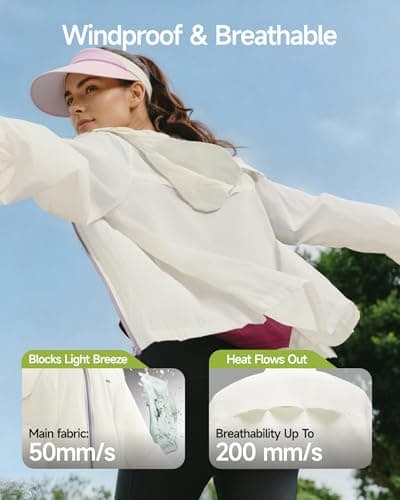BENEUNDER Women's UPF 50+ Lightweight Sun Protection Jacket Athletic Short Hoodie Full Zip Long Sleeve Packable Track Workout Tops - Thumbnail 6