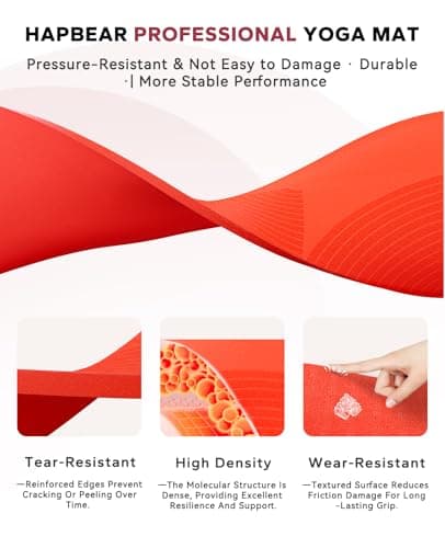 HAPBEAR Extra Large Yoga Mat (84''×30'') - 1/3'' Thick Double-Sided PVC Non-Slip Exercise Mat with High Rebound Cushioning, Dual-Side Usable for Home Gym, Yoga, Pilates & Workouts -Orange - Thumbnail 5