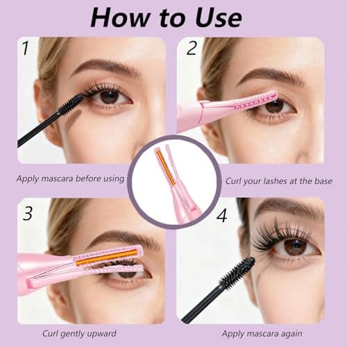 Heated Eyelash Curler, Heat Eye lash Curler Fast 8s Heating & Eyebrow Trimmer 2-in-1 Multifunctional, Rechargeable Electric Eyelash Curler with 3 Heat Settings, Ideal Makeup Tool Gift Q1 - Thumbnail 4