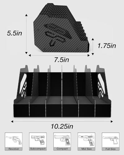 Shapakine Real Carbon Fiber 6-Slot Pistol Rack for Gun Safe - Ultra-Lightweight & Rigid Handgun Organizer - Premium EVA Foam Anti-Scratch Firearm Holder for Cabinet & Display Gun Storage Solutions - Thumbnail 5