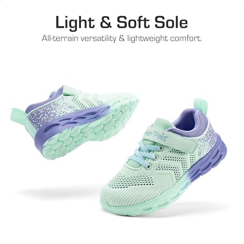 DREAM PAIRS Boys Girls Shoes Kids Tennis Footwear EZ-Ons GoGetters Running Athletic School Sneakers for Little/Big Kid,Size 13 Little Kid,Mint Green/Purple,KD18001K - Thumbnail 4