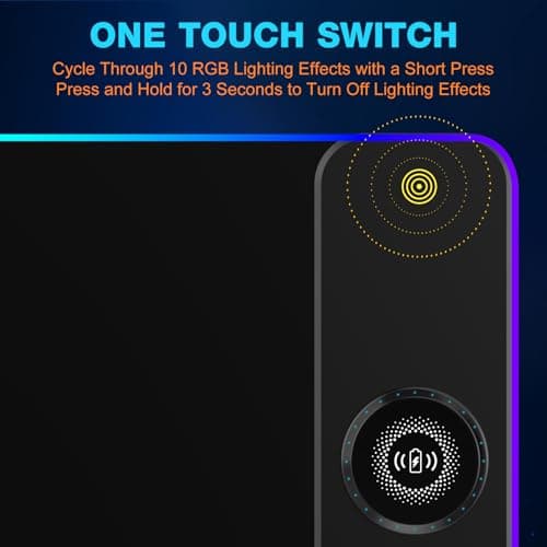 TARKARI Magnetic Wireless Charging RGB Mouse Pad, Large Gaming Desk Mat, 31.5"x11.8" Waterproof Mousepad, Ultra-Smooth Surface, Non-Slip Rubber Base, Desk Pad for Keyboard Laptop - Thumbnail 4