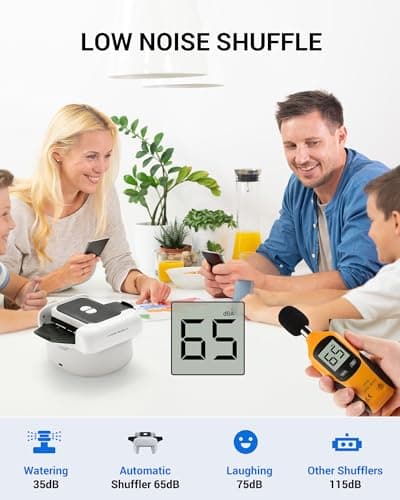 XISZMOG Rechargeable Automatic Card Shuffler for 1-2 Decks, Low Noise & Portable Card shuffler Machine for Poker, Blackjack, UNO, Perfect for Family Game Night, Adults, Mother's Day, Father's Day - Thumbnail 4