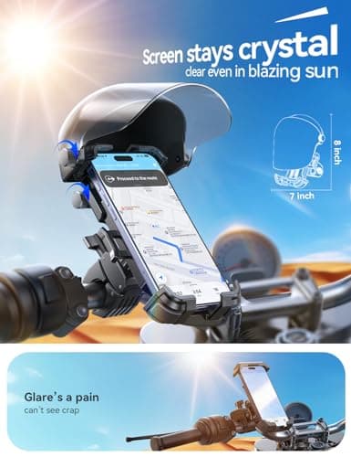 JOYROOM Motorcycle Phone Mount Holder, [All-Weather Sunshade & 120mph Secure Lock] Phone Holder for Motorcycle ATV UTV, [Metal Lock] Handlebar Phone Mount for iPhone 17 16 15 14 Pro, All 4.7-7" Phones - Thumbnail 2