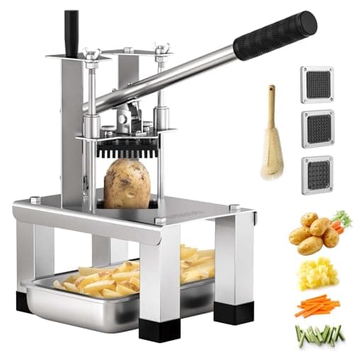 ARINOO Commercial French Fry Cutter and Vegetable Dicer with 3 Stainless Steel Blades – 3/8", 1/2", 1/4" – Heavy Duty Stainless Steel Potato Slicer for Home and Restaurant Use - Image 1