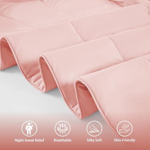 Regency Heights Queen Size Cooling Comforter, Breathable Blanket for Hot Sleepers, Lightweight All Season Bedding for Night Sweats, 90x90, Pink - Thumbnail 5