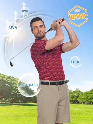 ZITY Select Mens Golf Shirts Short Sleeve UPF 50+ Print Performance Polo Moisture Wicking Casual Collared Golf Shirts for Men - Thumbnail 3