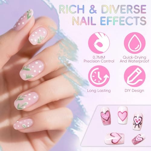 Watofun 0.7mm Nail Art Pens Set 12 Colors Nail Art Markers for DIY Painting Nails, Drawing, Dotting & Liner Designs, Nail Pens for Adults & Teens Nail Art, Home Salon Beauty Manicure Tools, 2026 New - Thumbnail 3