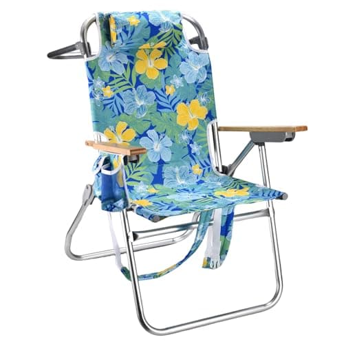 Backpack Beach Chairs for Adults Capacity 300 LBS high 5 Position Beach Chair with Pouch Straps Folding Lightweight Reclining Aluminum Wide Lay Flat Single - Image 1