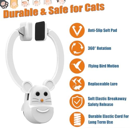 INKZOO Interactive Cat Toys for Indoor Cats, Automatic Flying Bird Feather Wand Toy for Chase Exercise Enrichment, Rechargeable Durable Safe Hanging Cat Toy for Bored Kittens & Adult Cats - Thumbnail 4