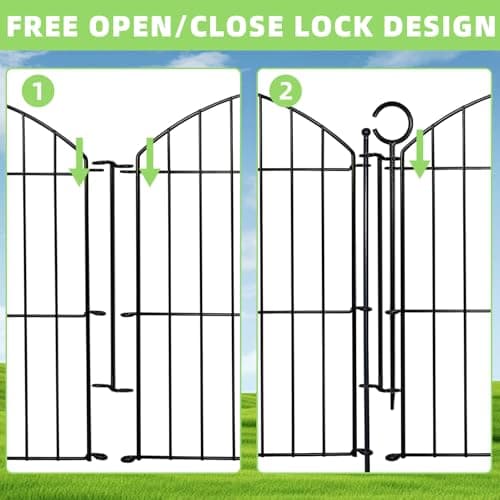 Decorative Garden Fence 24in (H) x10ft (L), 5 Pack No Dig Fence Animal Barrier for Dog with Lock, Arched Flower Bed Edging, Wire Border Panel Fencing for Yard Patio Outdoor Decor - Thumbnail 4