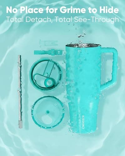 KISSKIND 40 oz Lumispin Tumbler with Handle and Hidden Straw, 100% Leak Proof Water Cup with Handle, Insulated Water Bottle for Travel, Mom, Nurse, Teacher, Student, Frosted Mint - Thumbnail 2