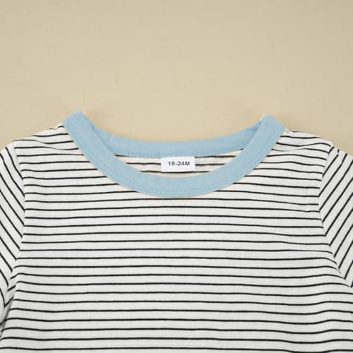 JiuBreeze Toddler Baby Boy Summer Outfit Striped Short Sleeve T-Shirt Shorts Set 2-Piece Boys Outfits Clothing Sizes 18M-5T (Blue, 3-4T) - Thumbnail 6