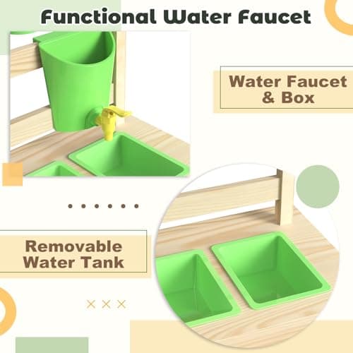 Cedar Wood Outdoor Play Kitchen for Kids, Mud Kitchen with Water Faucet, Dual-Sided Chalkboard, Storage Shelves, Cups, Removable Sink, and Pretend Stove – Backyard Toddler Playset for Boys and Girls - Thumbnail 3