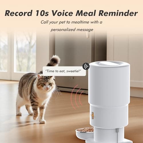 Automatic Cat Feeder - 5L Anti-Clog Cat Food Dispenser Keeps 2-15mm Dry Food Fresh, 10s Voice, 1-6 Meals/Day, Programmable Portions, 180-Day Battery Life, Easy to Clean Auto Pet Feeder for Small Dog - Thumbnail 2