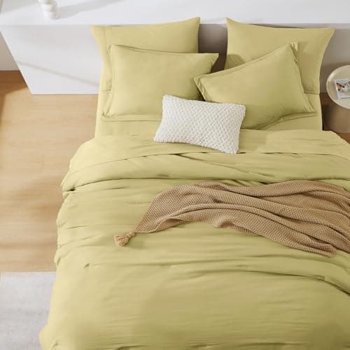 WRENSONGE King Comforter Set, 7 Pieces Hemp Soft Bed in a Bag King with Fitted Sheet, Flat Sheet, 2 Pillow Shams, and 2 Pillowcases- Warm Bedding Set for All Season - Thumbnail 5