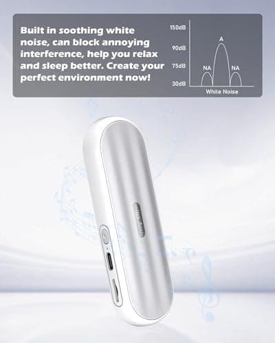 GroTawel Under Pillow Bluetooth Speaker for Sleep: Private Bone Conduction Portable Speaker with White Noise - Long Battery Life for Soothing Sleep Sound (White) - Thumbnail 4