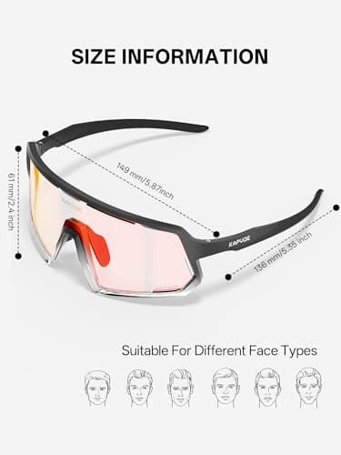 KAPVOE Anti-fog Photochromic Cycling Glasses Men Women Clear Mountain Bike Sunglasses Transition Sports Triathlon MTB K164 - Thumbnail 5