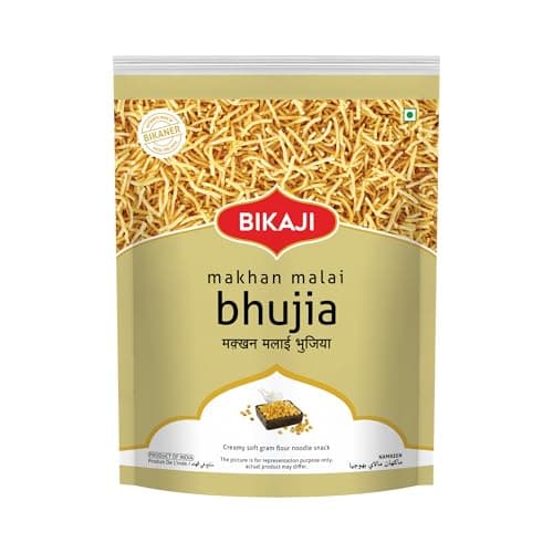 Bikaji Makhan Malai Bhujia (400g / 14.11 oz) – Rich & Buttery Creamy Masala Sev – Light, Melt-in-Mouth Indian Namkeen – Authentic Bikaneri Savory Snack – Traditional Mild Spice Tea-Time Munchies